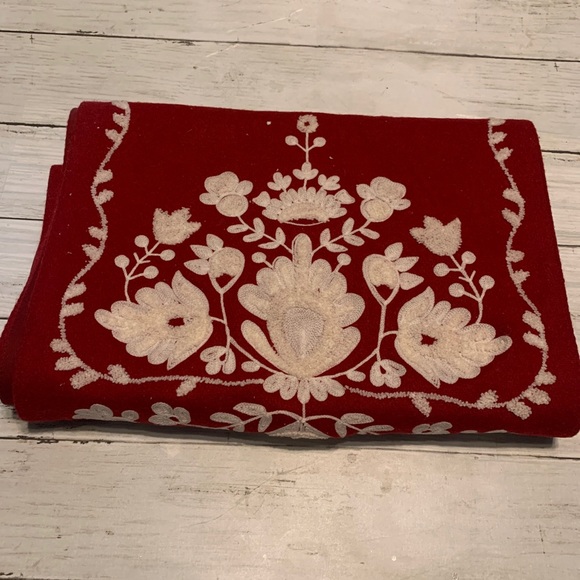 Nordic Folk Collection Decorative Table Runner 72" Red/White Floral - Picture 8 of 8